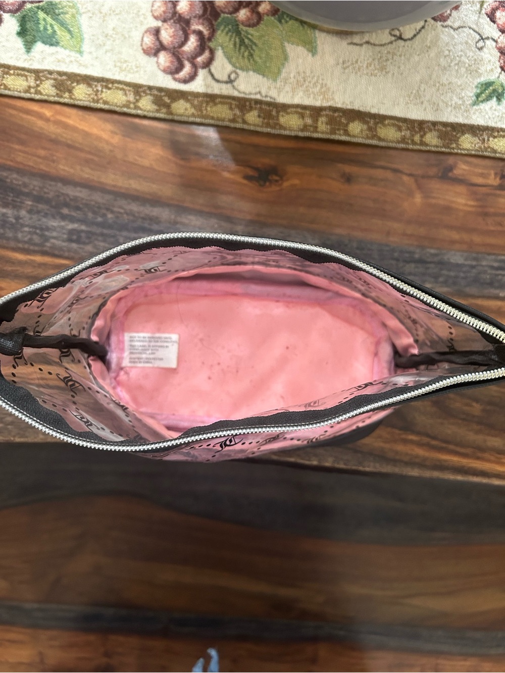 Juicy Couture Pink Interior Cosmetic Pouch with Logo Lining